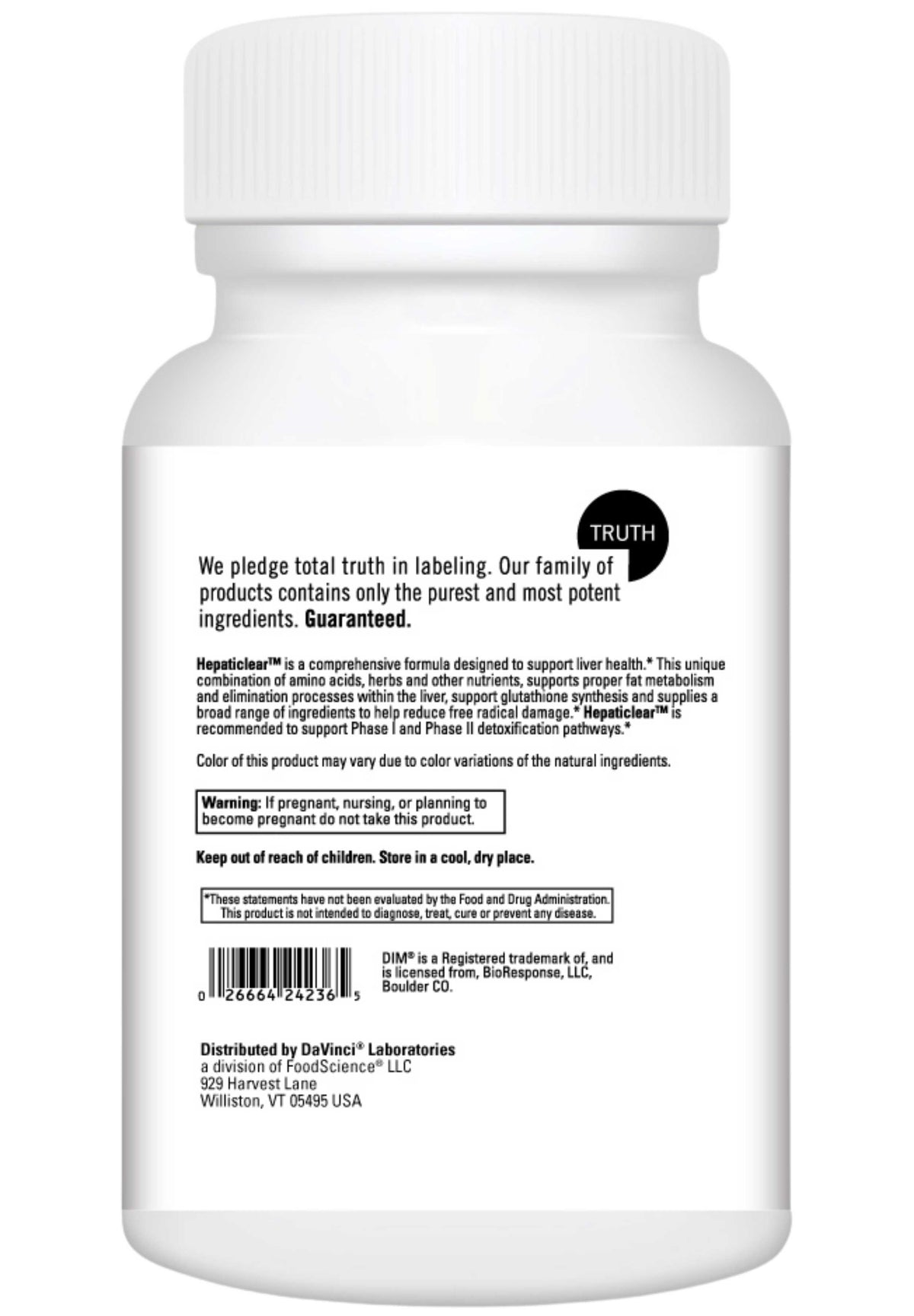 DaVinci Labs Hepaticlear Back
