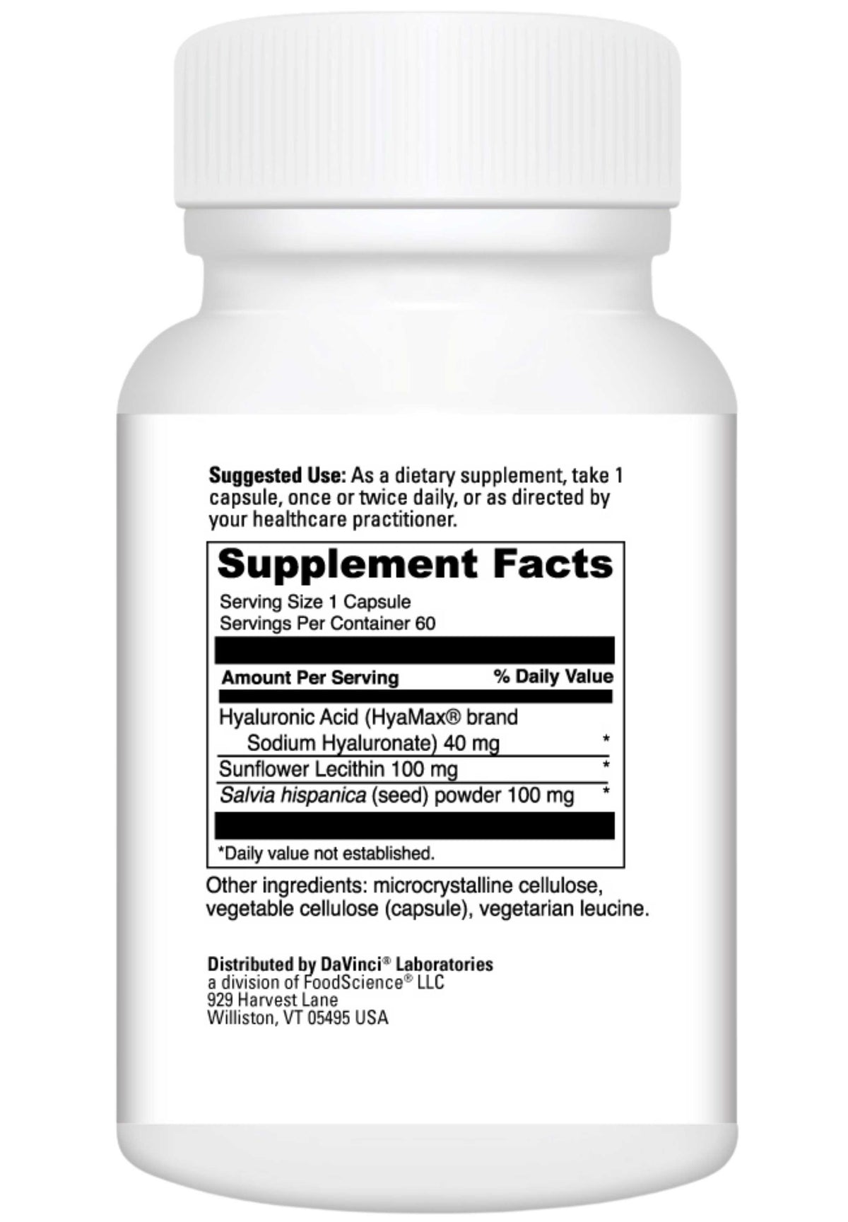DaVinci Labs Hyaluronic Acid Ingredients