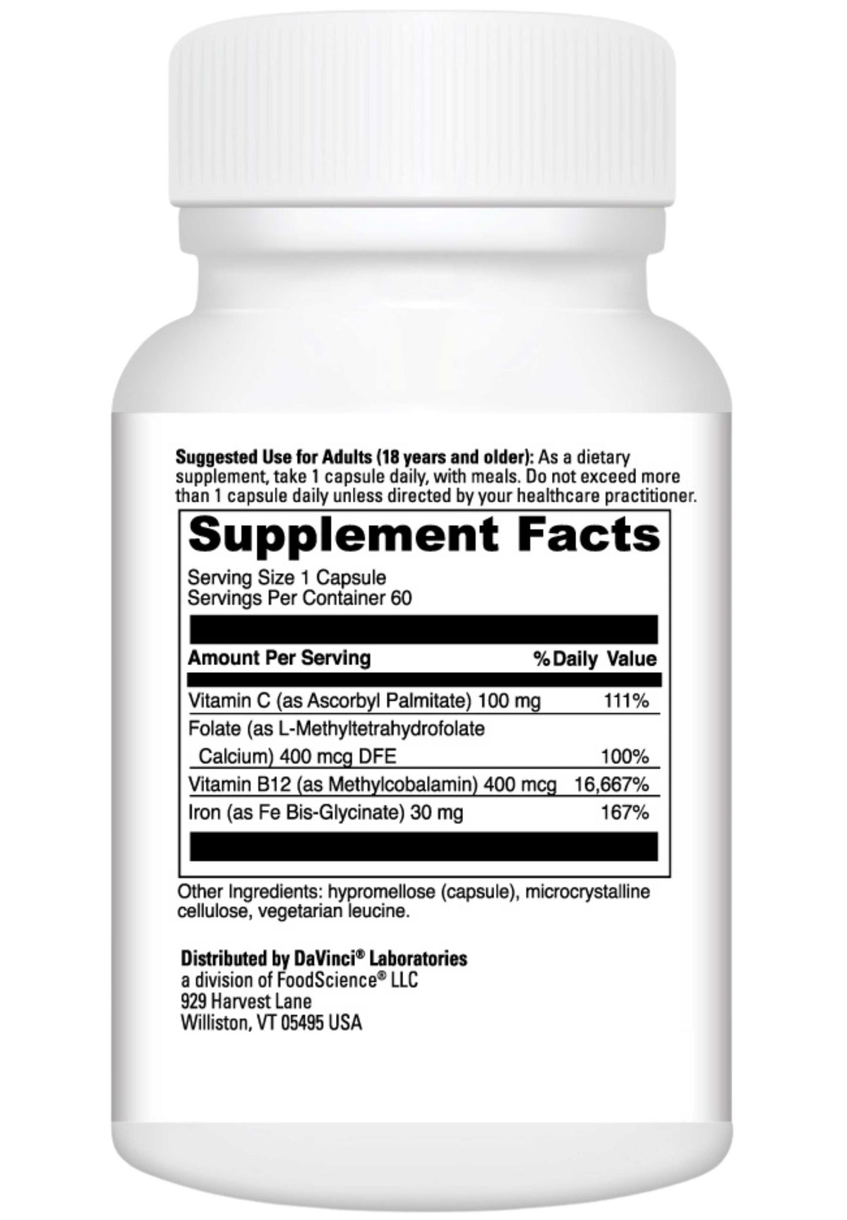 DaVinci Labs Iron Bis-Glycinate Ingredients