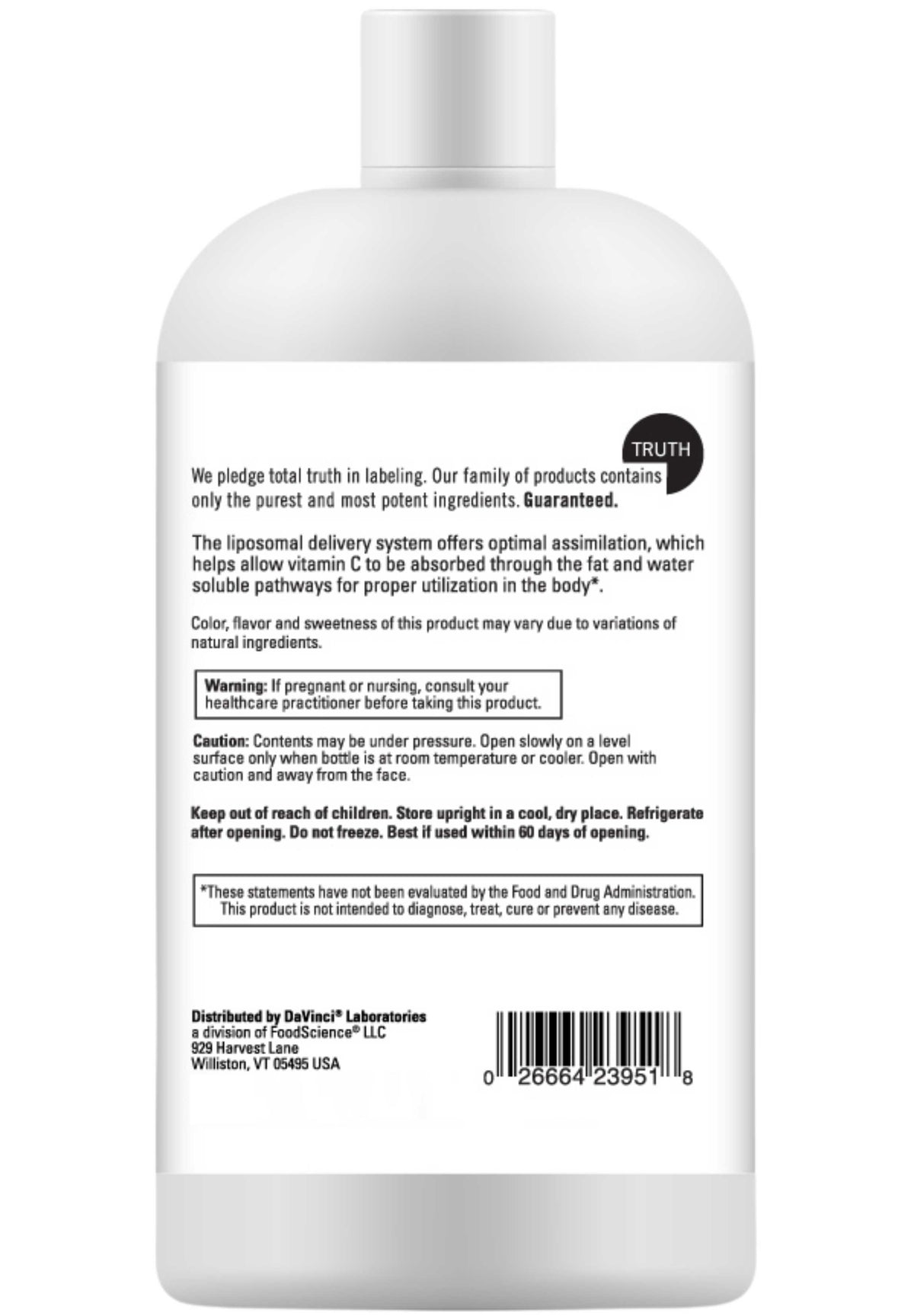 DaVinci Labs Liposomal C Liquid Back