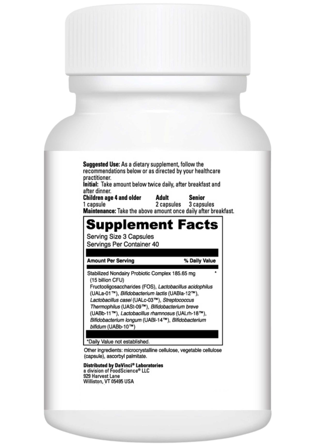 DaVinci Labs Mega Probiotic ND Ingredients