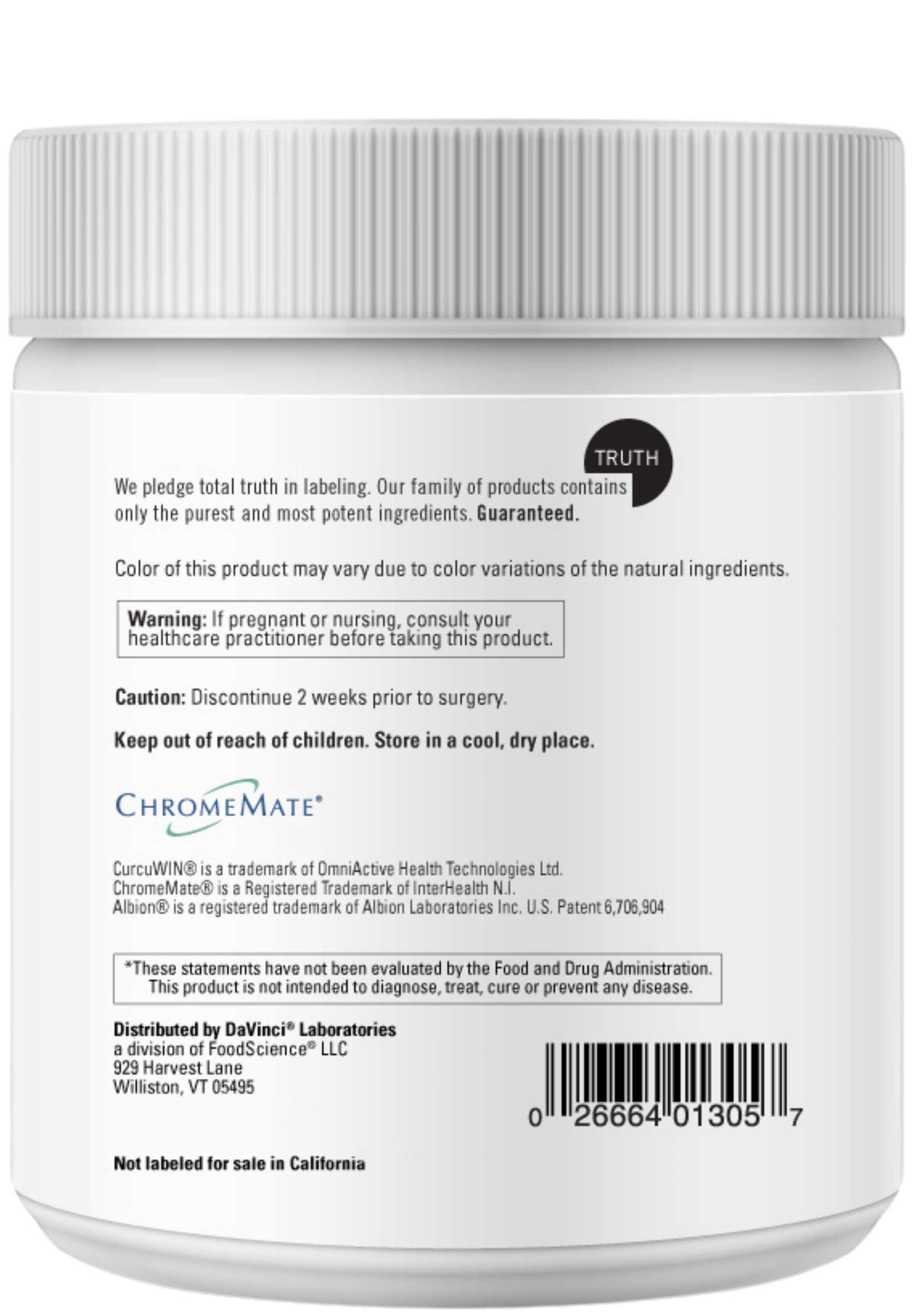 DaVinci Labs Metabolic Ovary Support Back