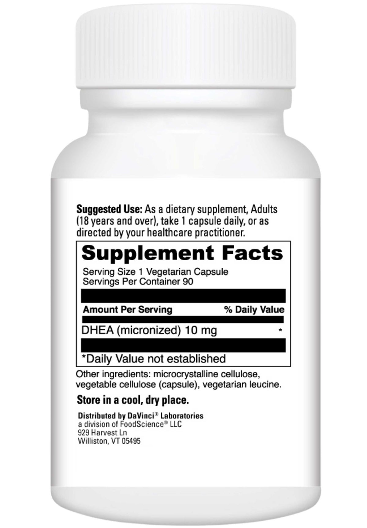 DaVinci Labs Micronized DHEA 10 mg Ingredients