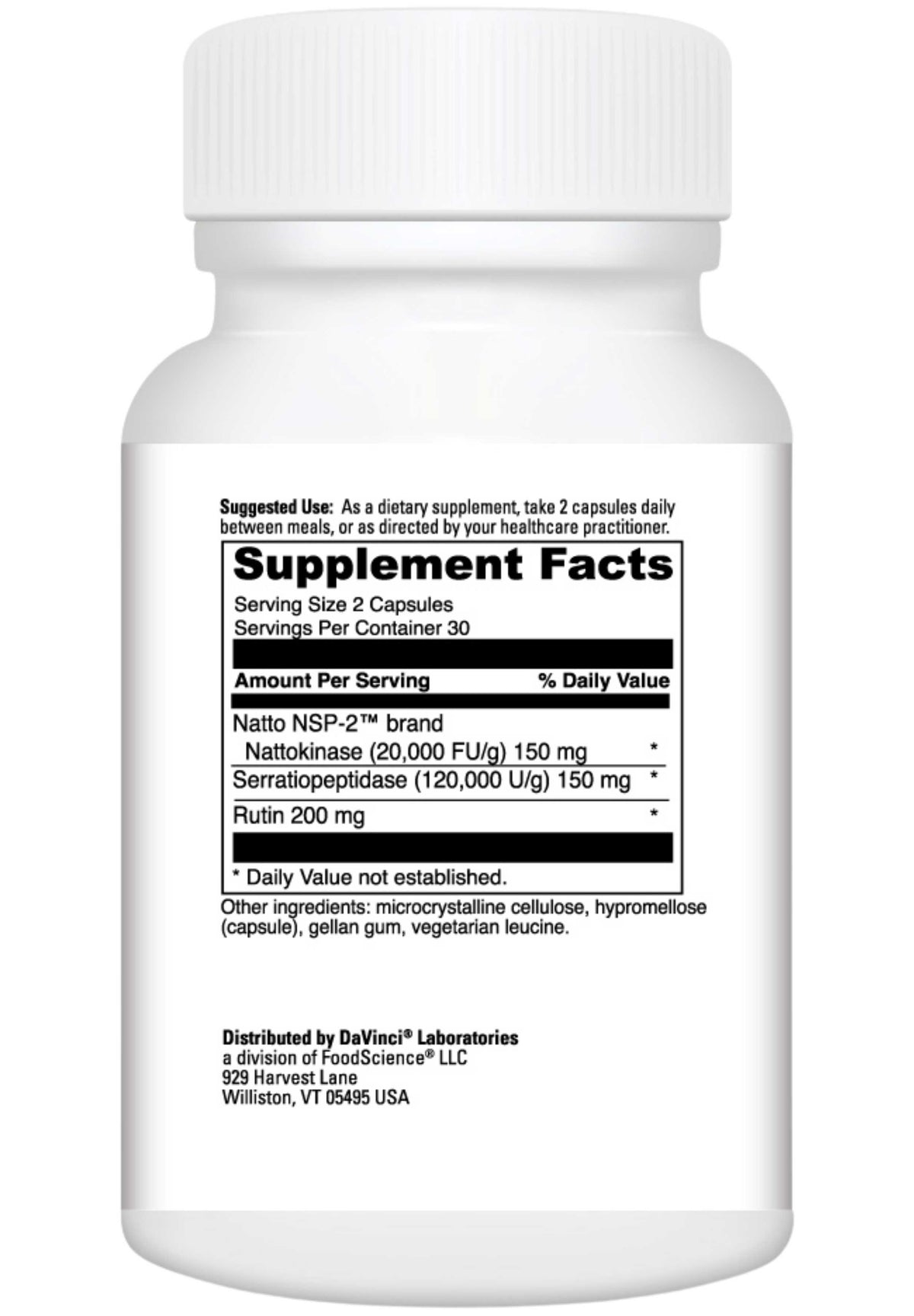 DaVinci Labs Nattokinase Plus Ingredients