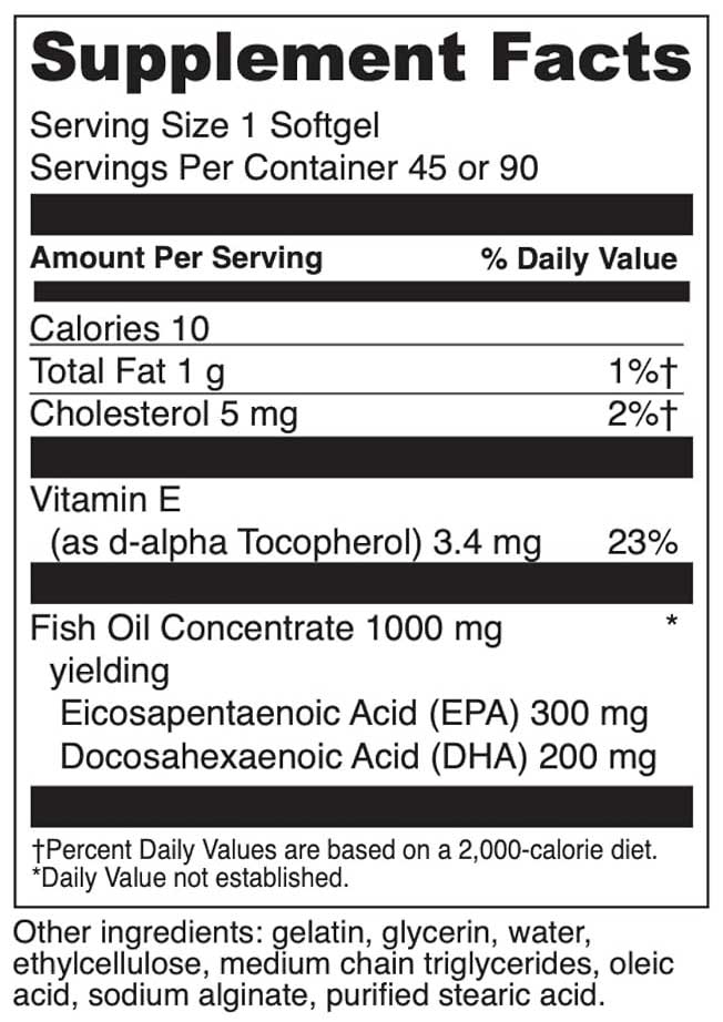 DaVinci Labs Omega-3 1000 Ingredients