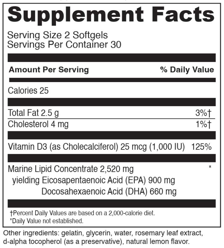 DaVinci Labs Omega 3 HP-D Ingredients