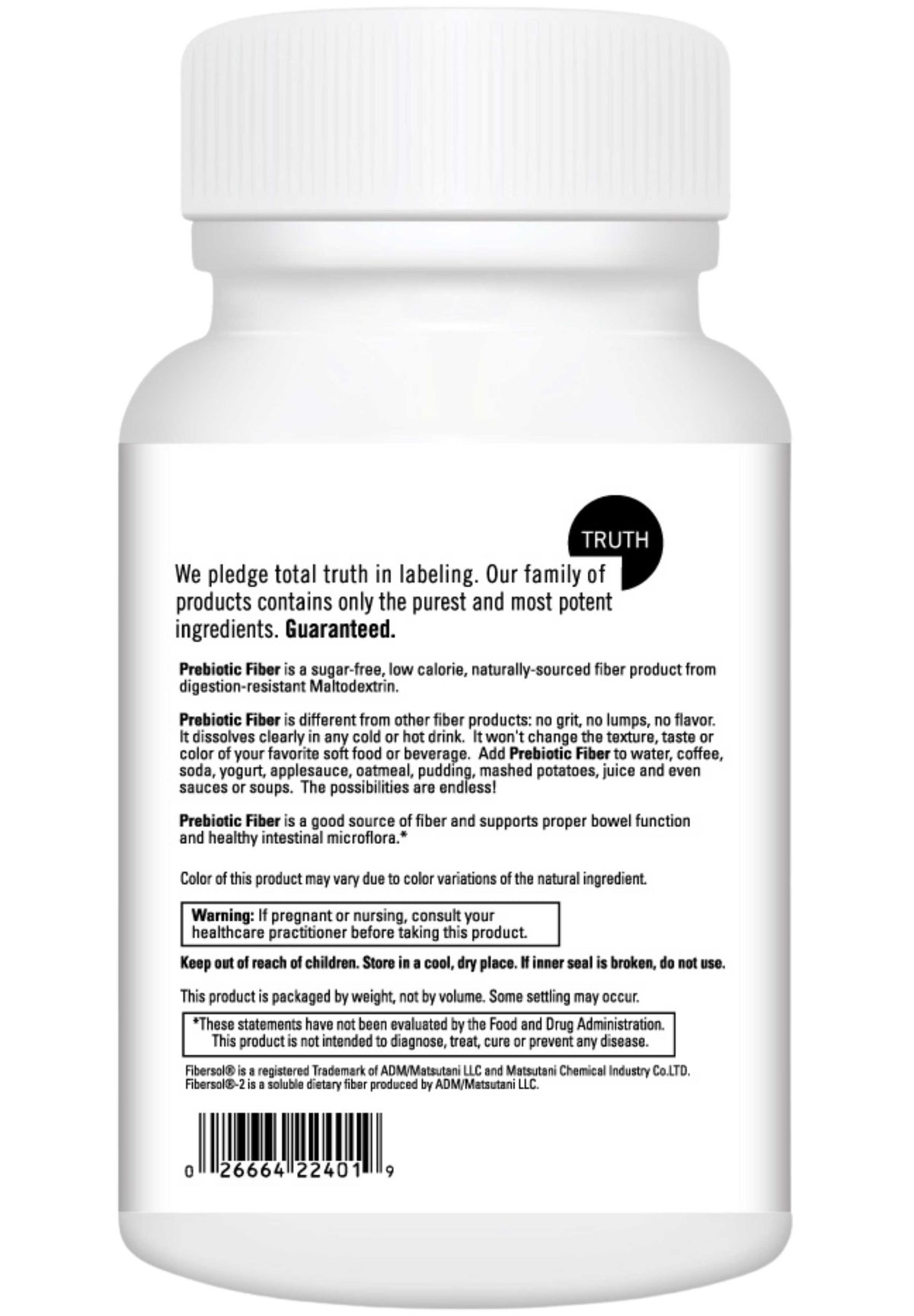 DaVinci Labs Prebiotic Fiber Back