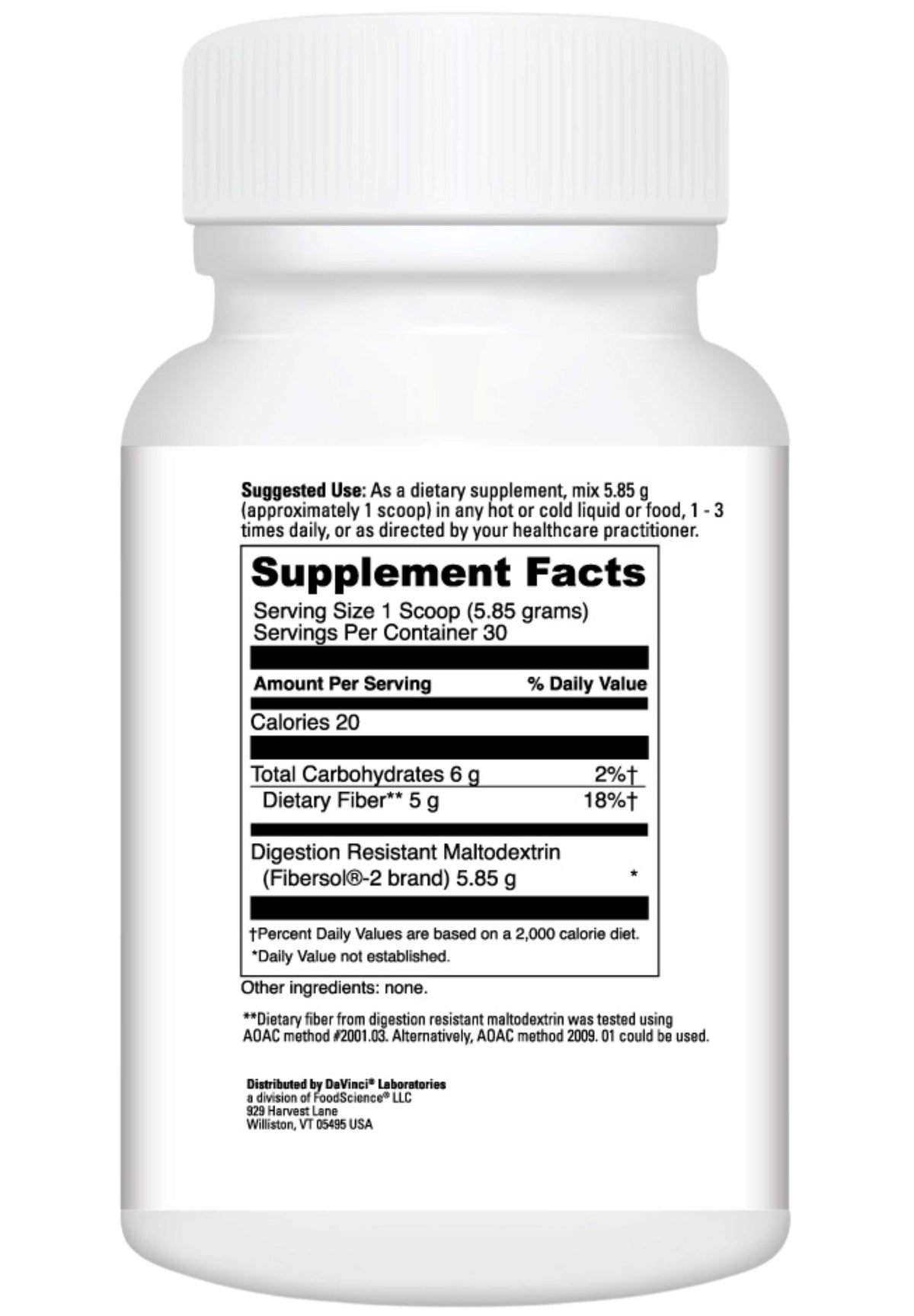 DaVinci Labs Prebiotic Fiber Ingredients