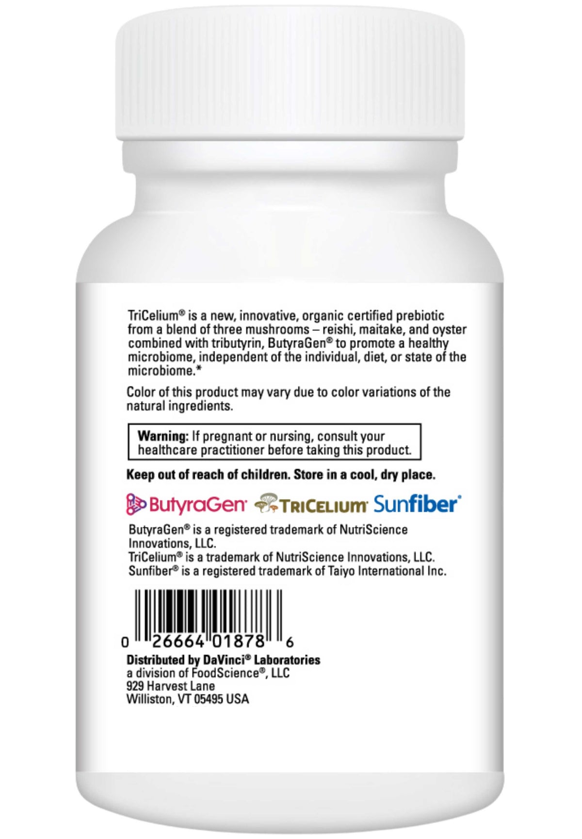 DaVinci Labs Prebiotic Mushroom Blend Back