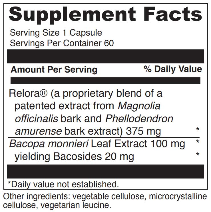 DaVinci Labs Relora with Bacopa Ingredients