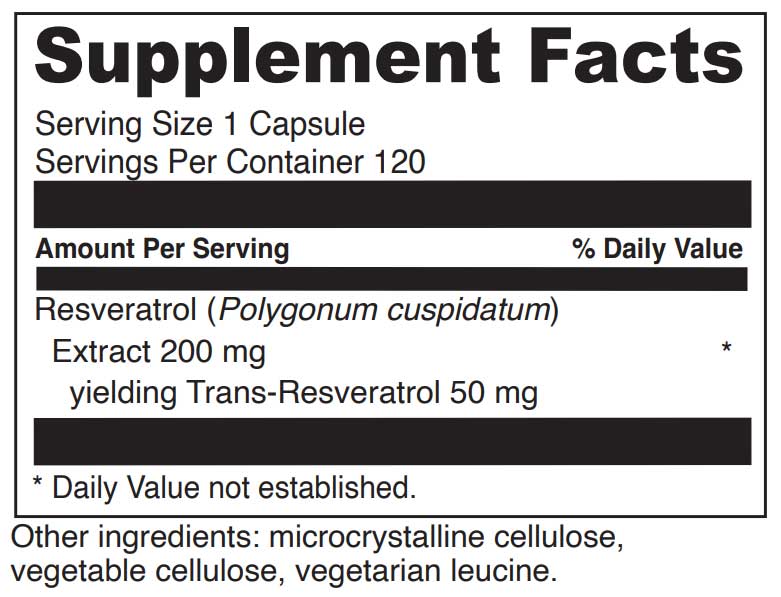 DaVinci Labs Resveratrol-50 Ingredients