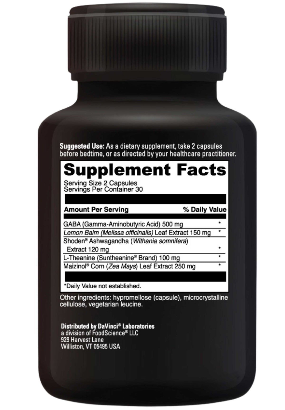 DaVinci Labs Sleep Benefits Melatonin Free Ingredients