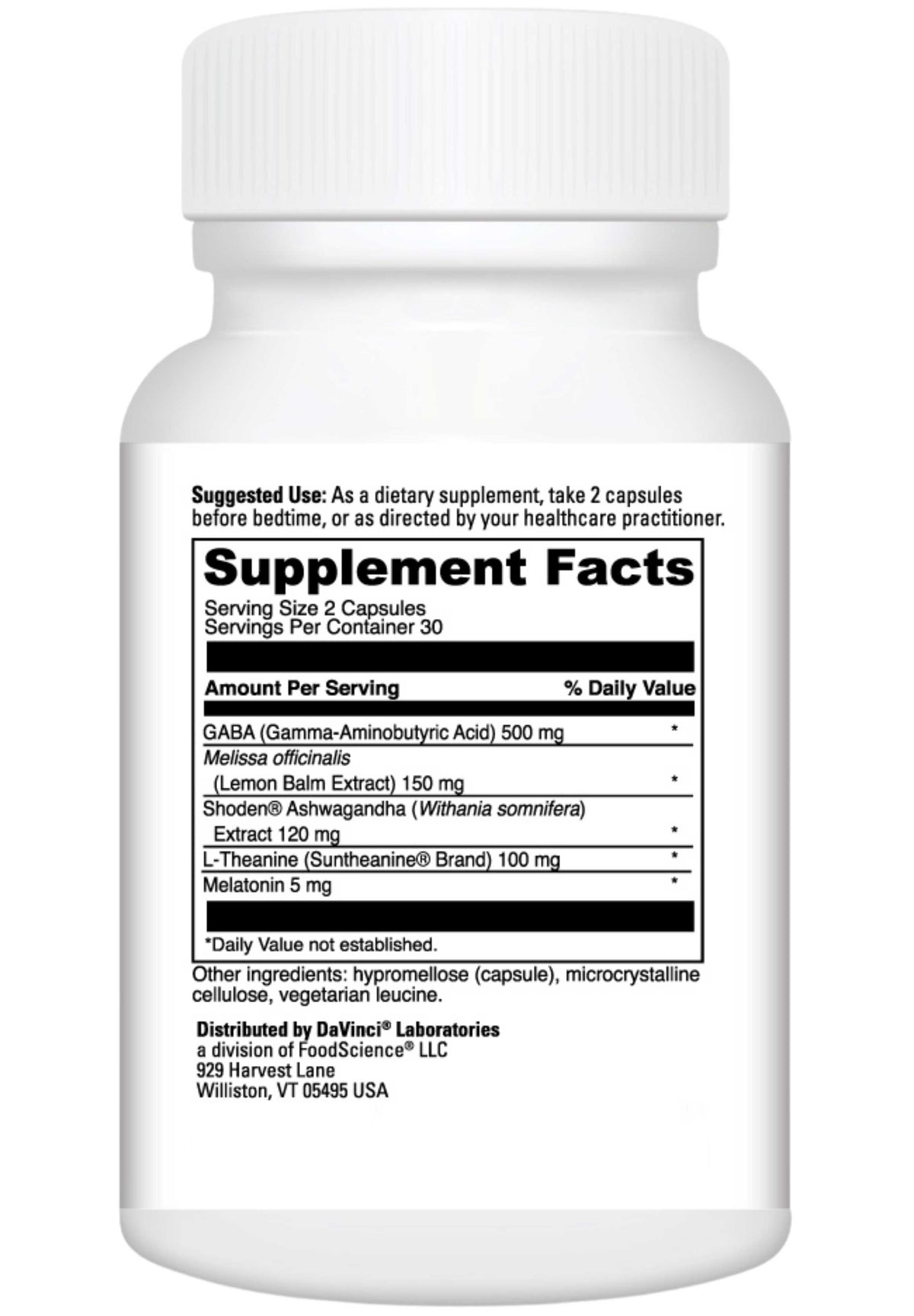 DaVinci Labs Sleep Complete Ingredients