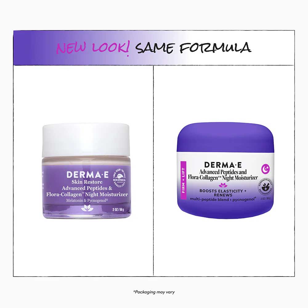 DermaE Natural Bodycare Advanced Peptides and Flora-Collagen Night Moisturizer New Look