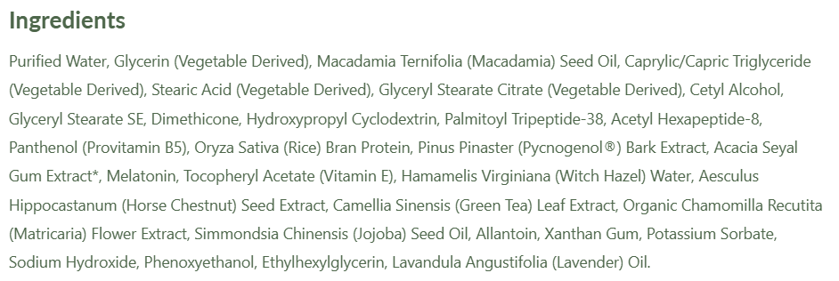 DermaE Natural Bodycare Advanced Peptides & Flora-Collagen Night Ingredients