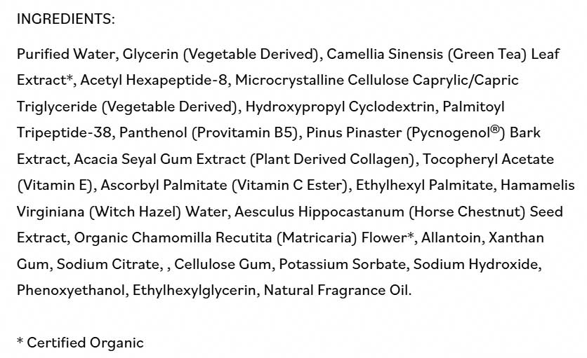 DermaE Natural Bodycare Advanced Peptides & Flora-Collagen Serum Ingredients
