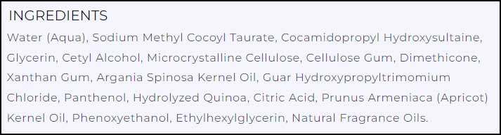 DermaE Natural Bodycare Hydrate & Smooth Nourishing Shampoo Ingredients