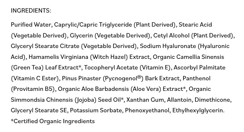 DermaE Natural Bodycare Hydrating Eye Cream Ingredients