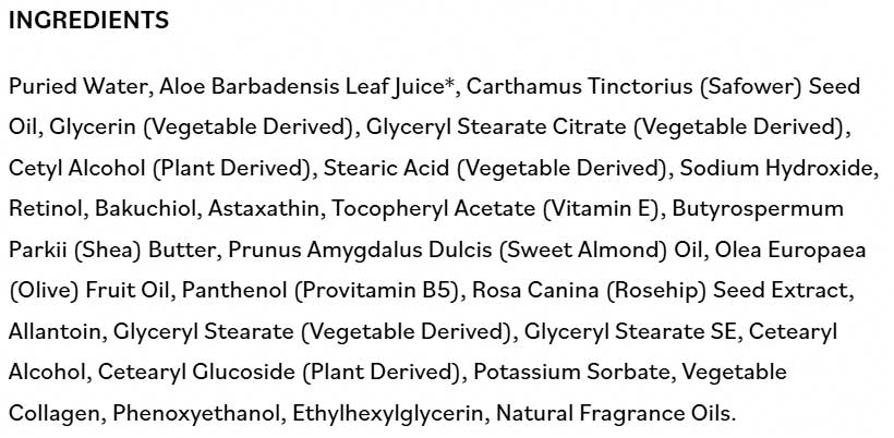 DermaE Natural Bodycare Rosehip & Almond Anti-Aging Shea Body Lotion Ingredients