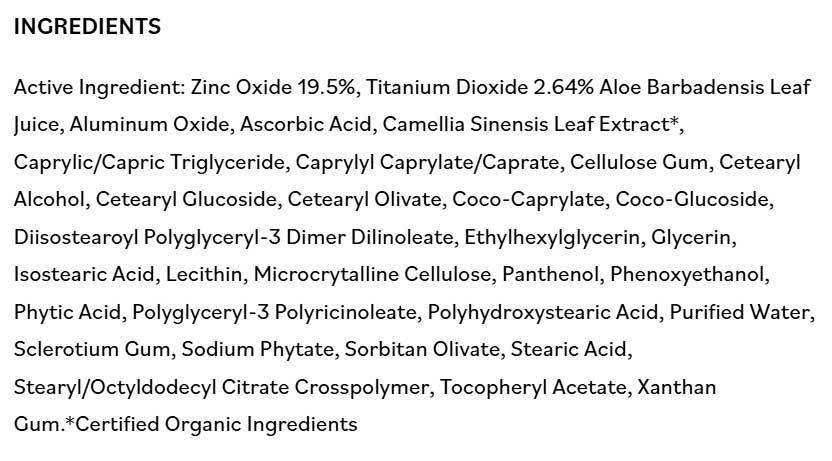 DermaE Natural Bodycare Sun Defense Clear Zinc Oil-Free Sunscreen Ingredients