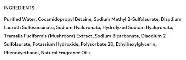 DermaE Natural Bodycare Ultra Hydrating Alkaline Cloud Cleanser Ingredients