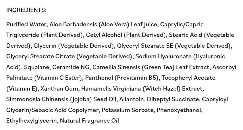 DermaE Natural Bodycare Ultra Hydrating Antioxidant Day Cream Ingredients