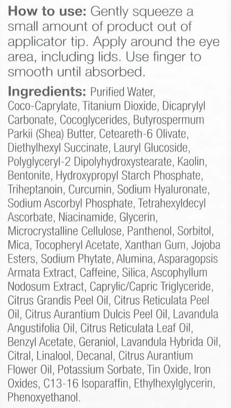 DermaE Natural Bodycare Vitamin C No Dark Circle Perfecting Eye Cream Ingredients