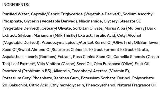 DermaE Natural Bodycare Vitamin C Renewing Moisturizer Ingredients