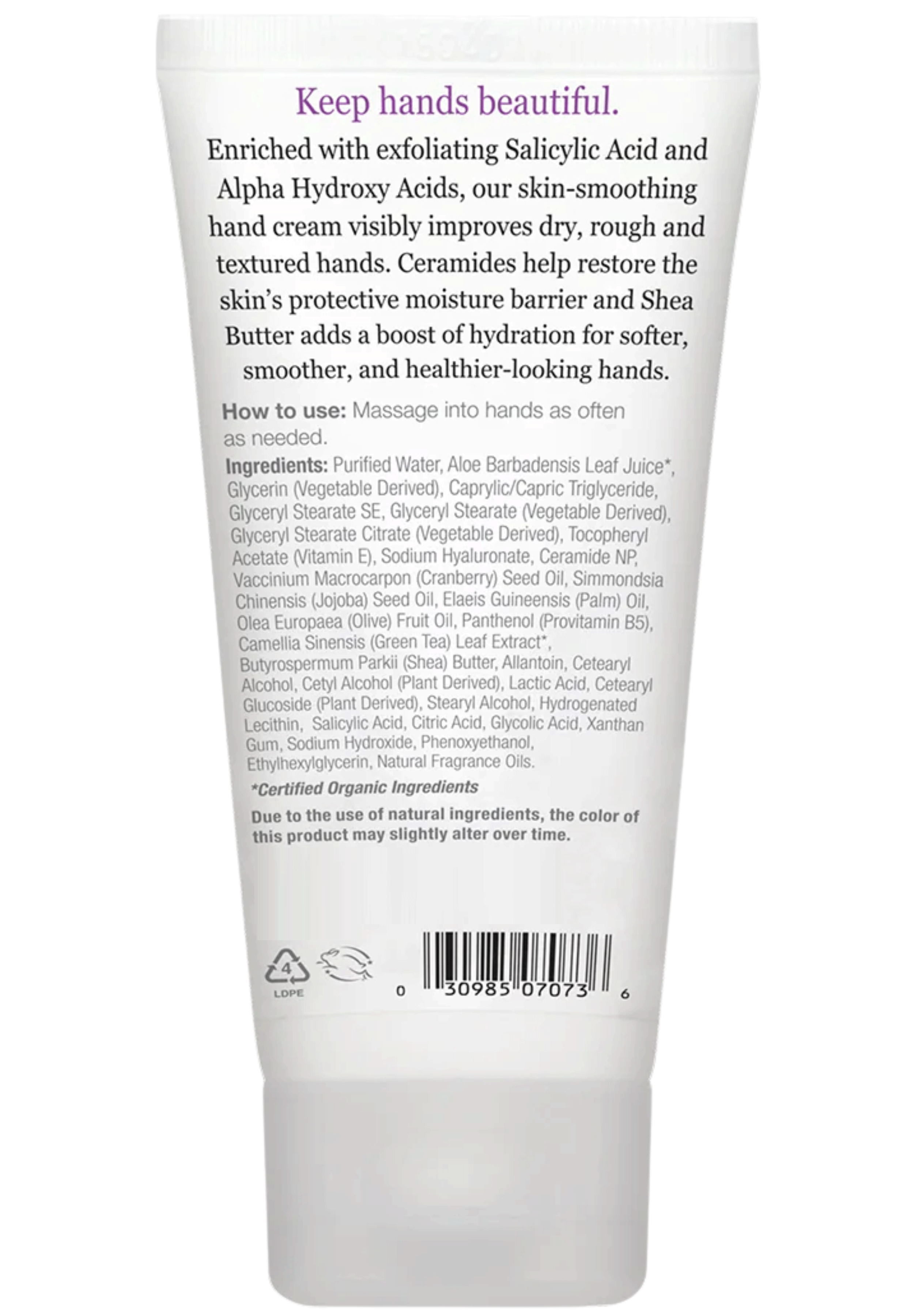 DermaE Natural Bodycare Vitamin E Lavender & Neroli Skin Smoothing Shea Hand Cream Ingredients