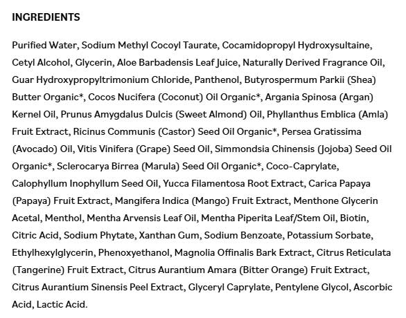 DermaE Natural Bodycare Wash Day Curl Shampoo Ingredients