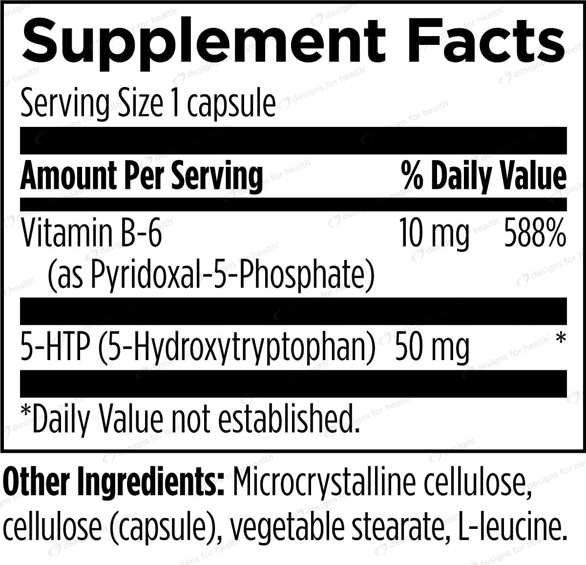 Designs for Health 5-HTP Synergy Ingredients