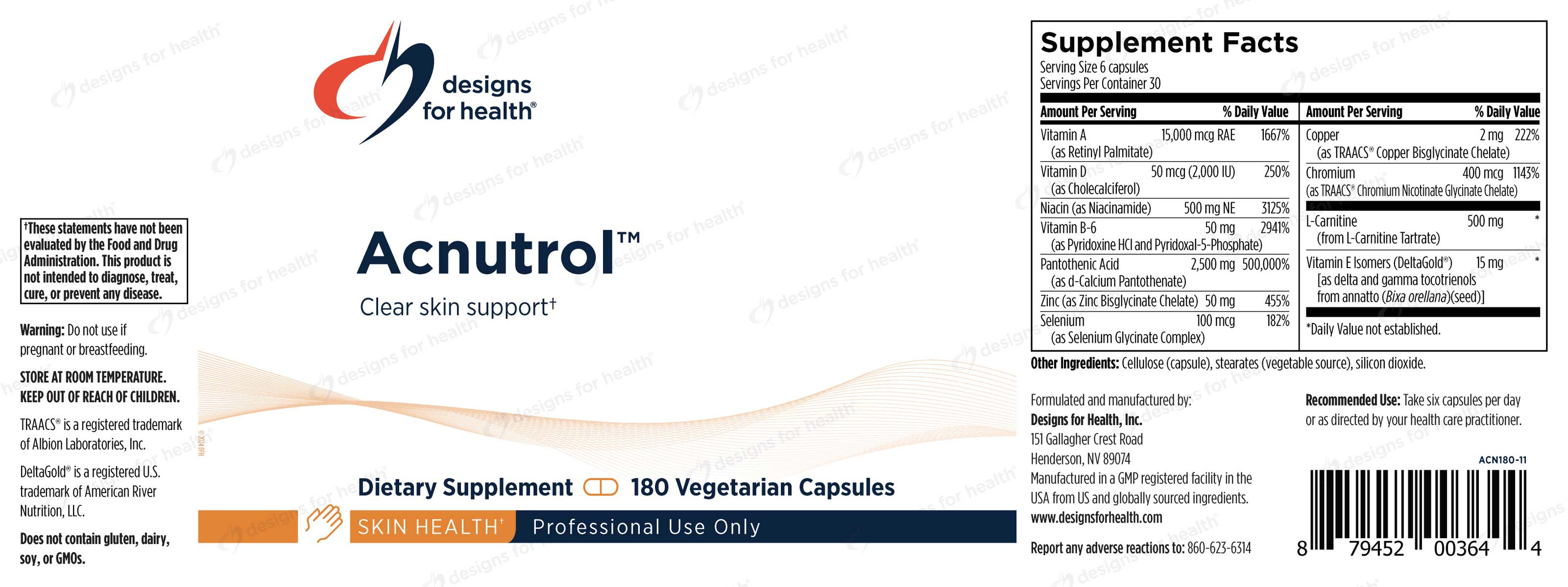 Designs for Health Acnutrol Label