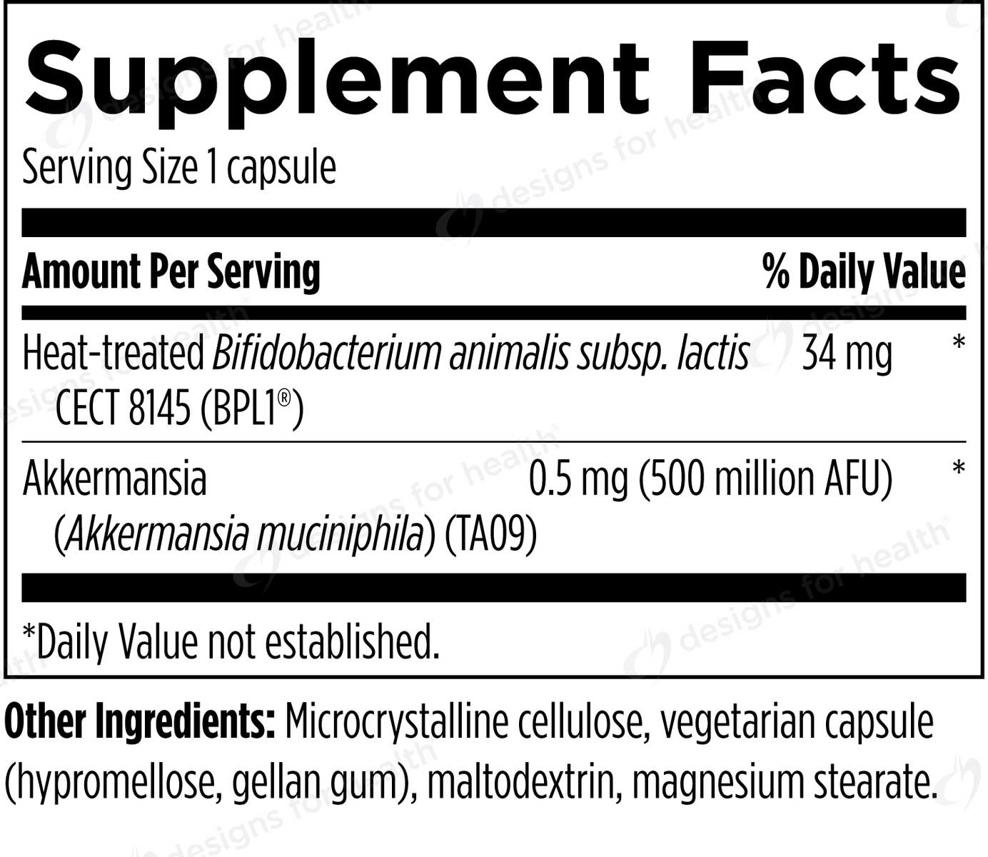 Designs for Health Akkermansia Pro GLP-1 Probiotic Ingredients