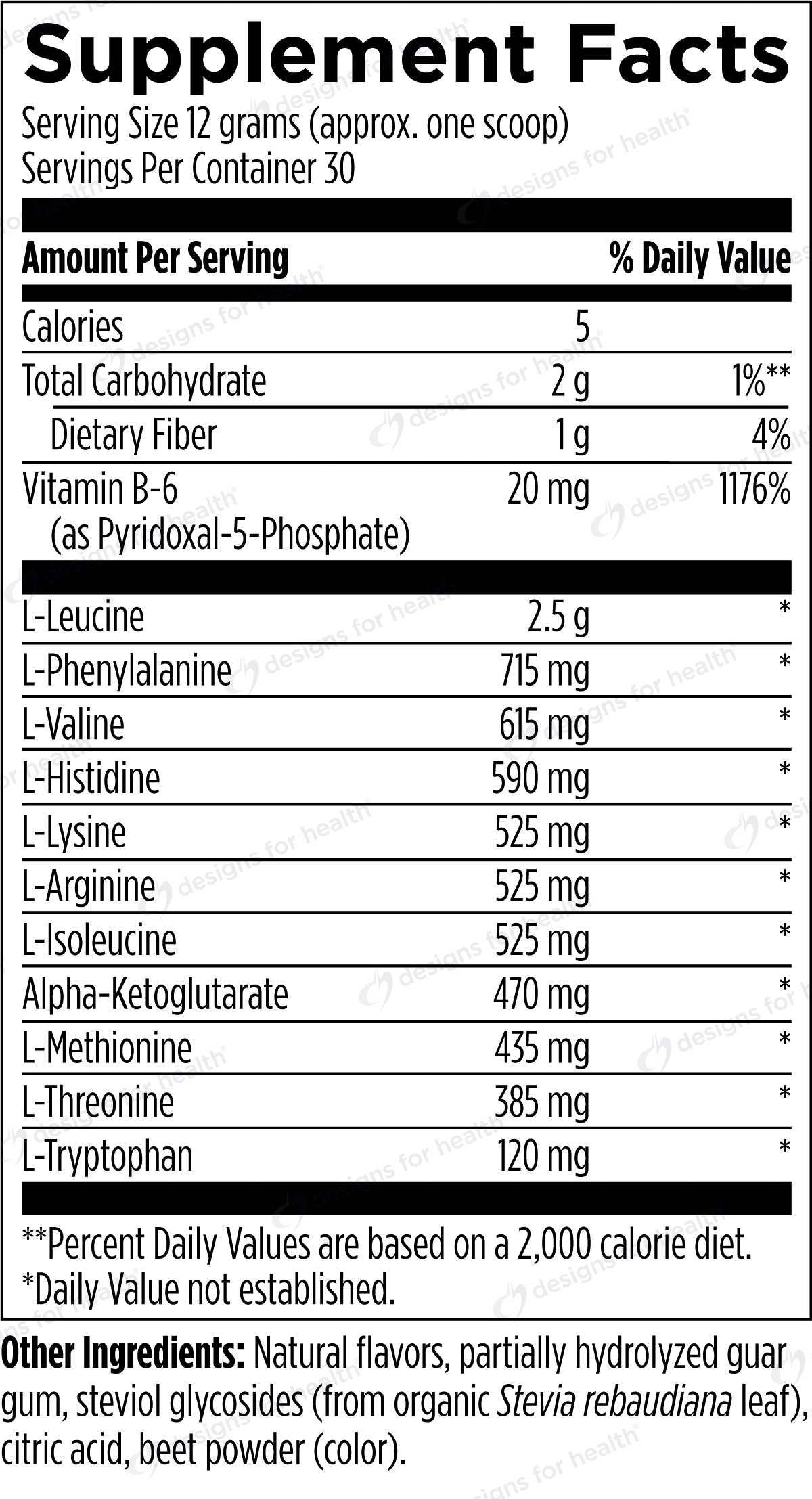 Designs for Health Amino Acid Supreme Ingredients