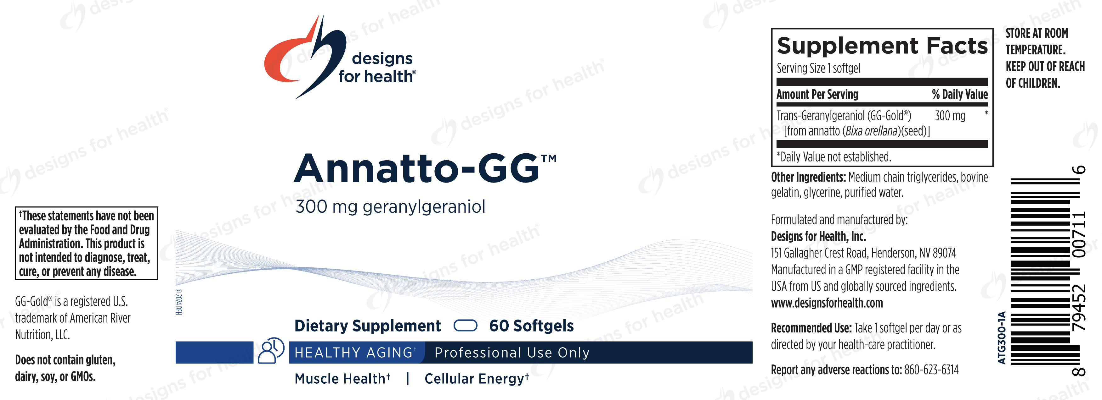 Designs for Health Annatto-GG 300 Label
