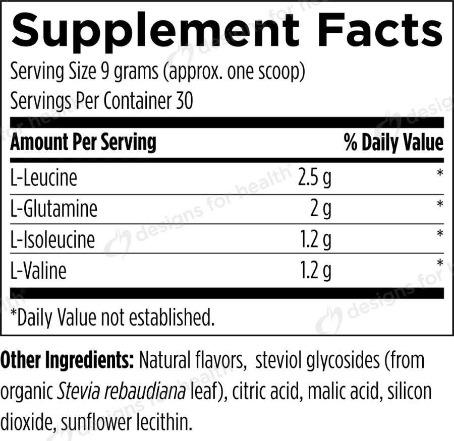 Designs for Health BCAA Powder with L-Glutamine Ingredients