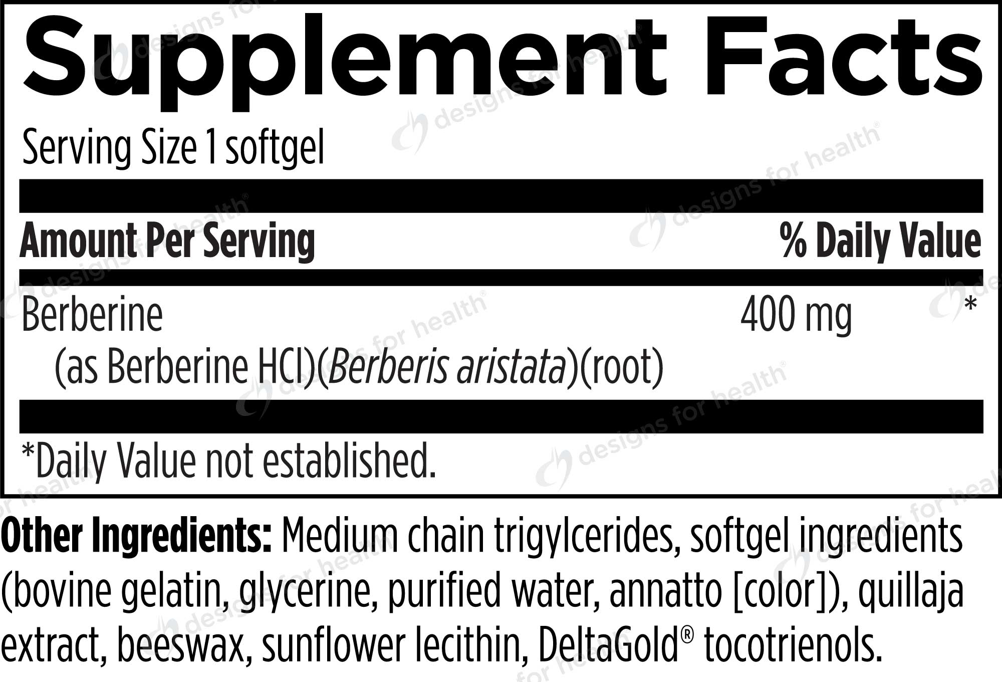 Designs for Health Berberine-Evail (Formerly Berb-Evail) Ingredients