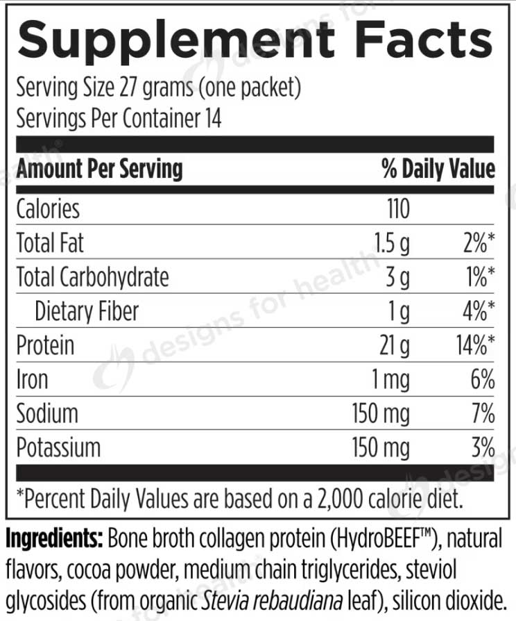 Designs for Health Bone Broth Protein Packets Ingredients