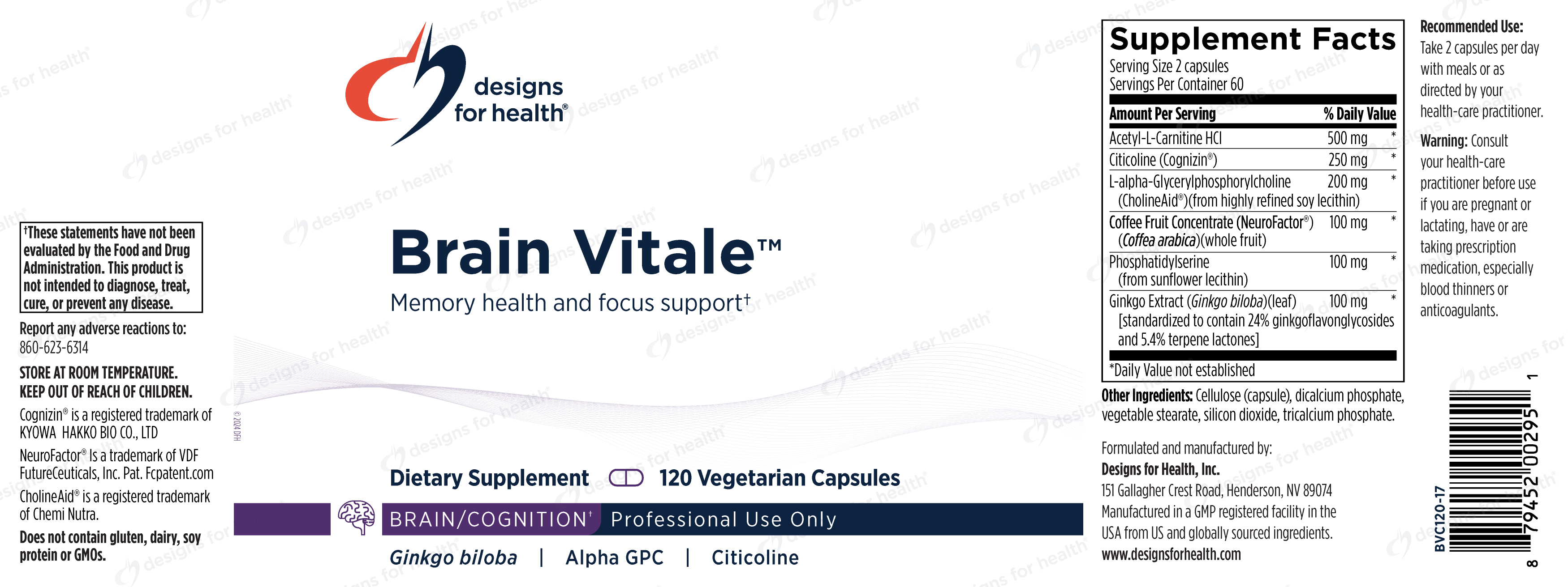 Designs for Health Brain Vitale Label