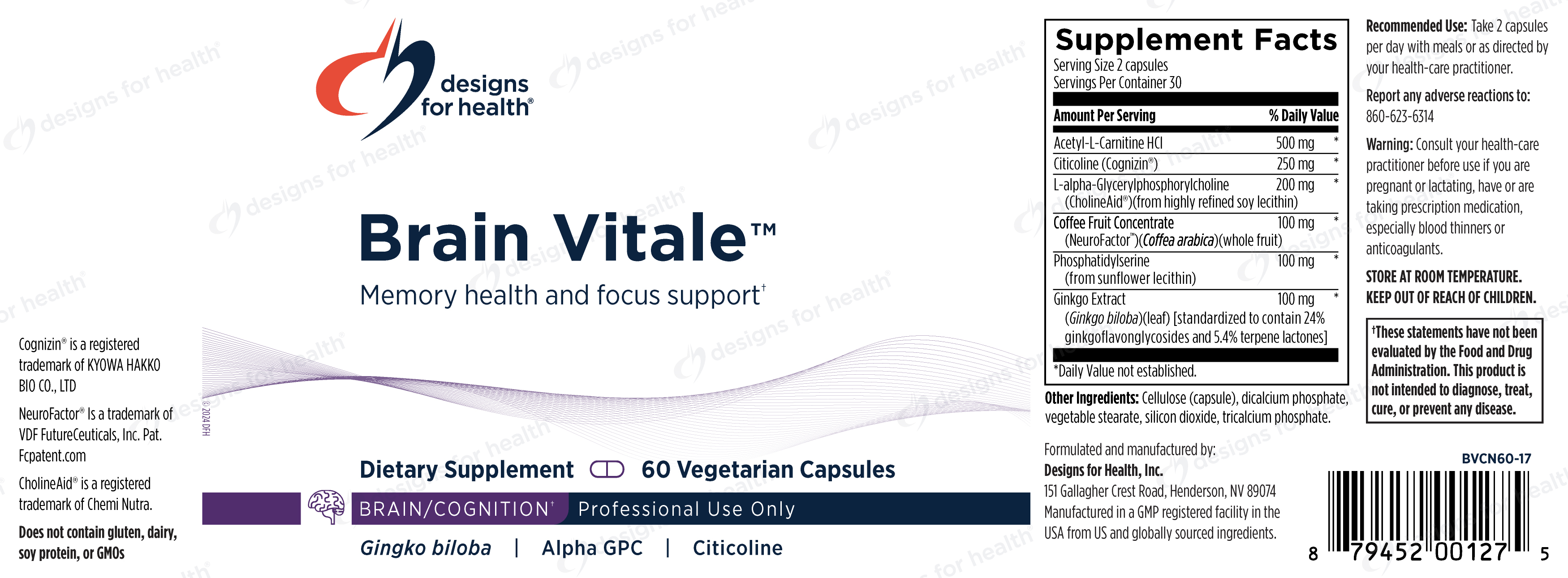 Designs for Health Brain Vitale Label