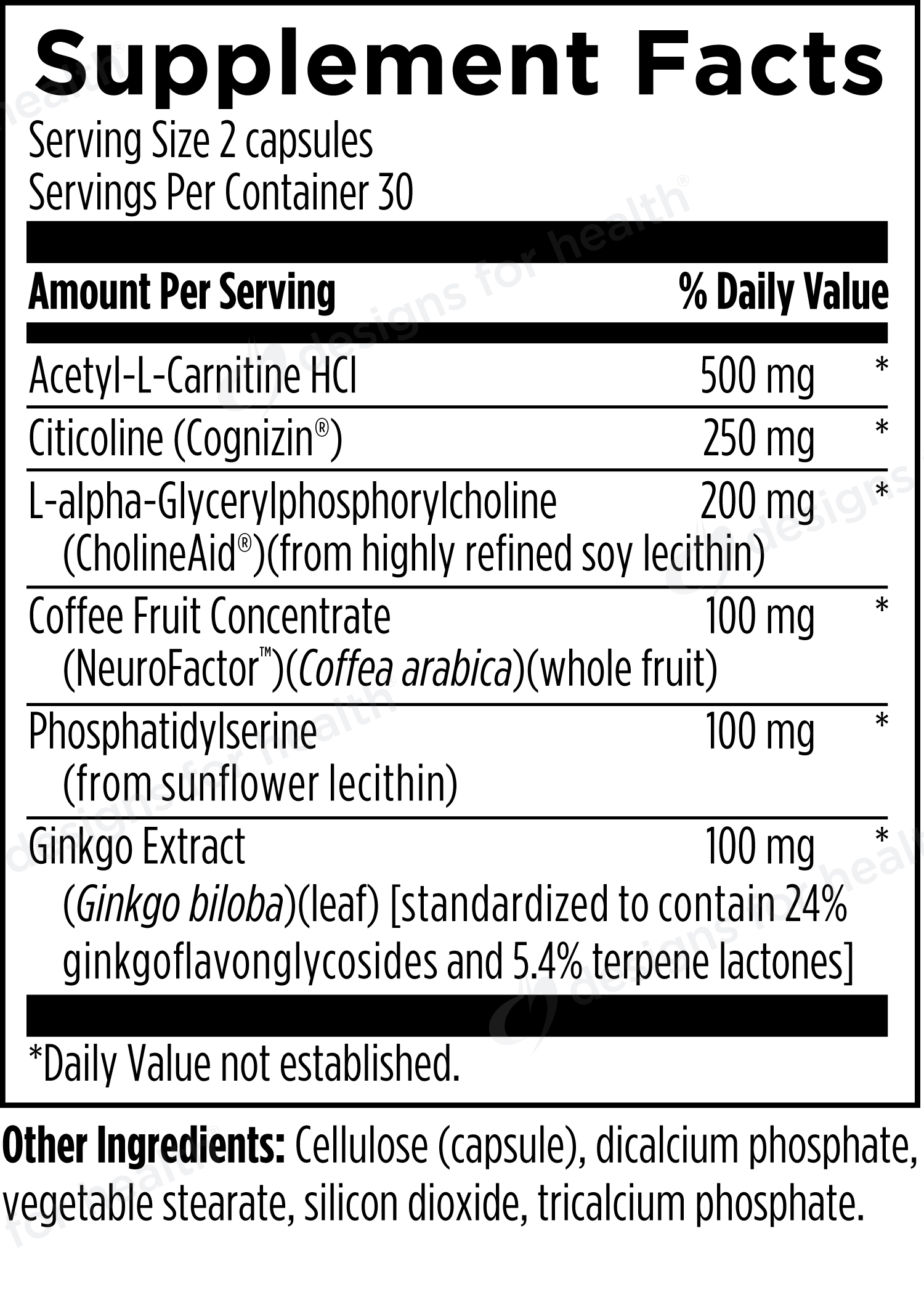 Designs for Health Brain Vitale Ingredients