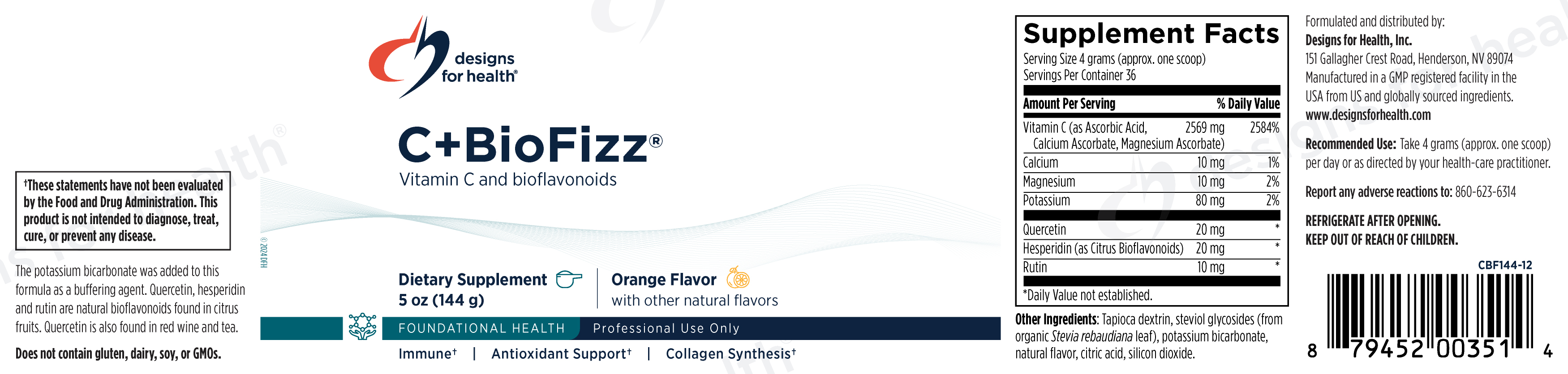 Designs for Health C+BioFizz Label