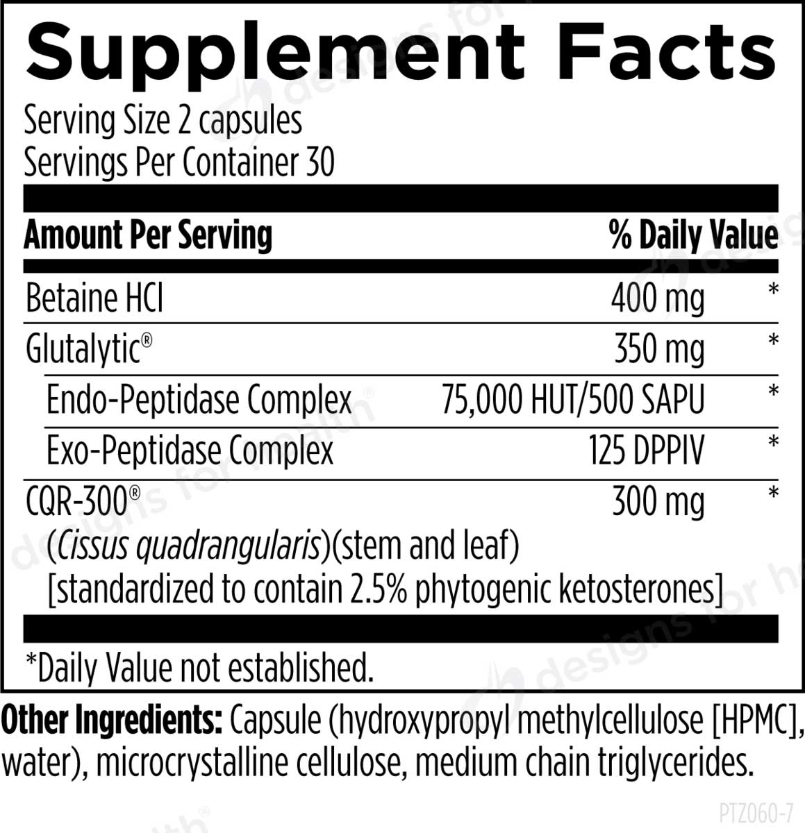 Designs for Health Carb-Lipo Control (Formerly ProtectZyme) Ingredients