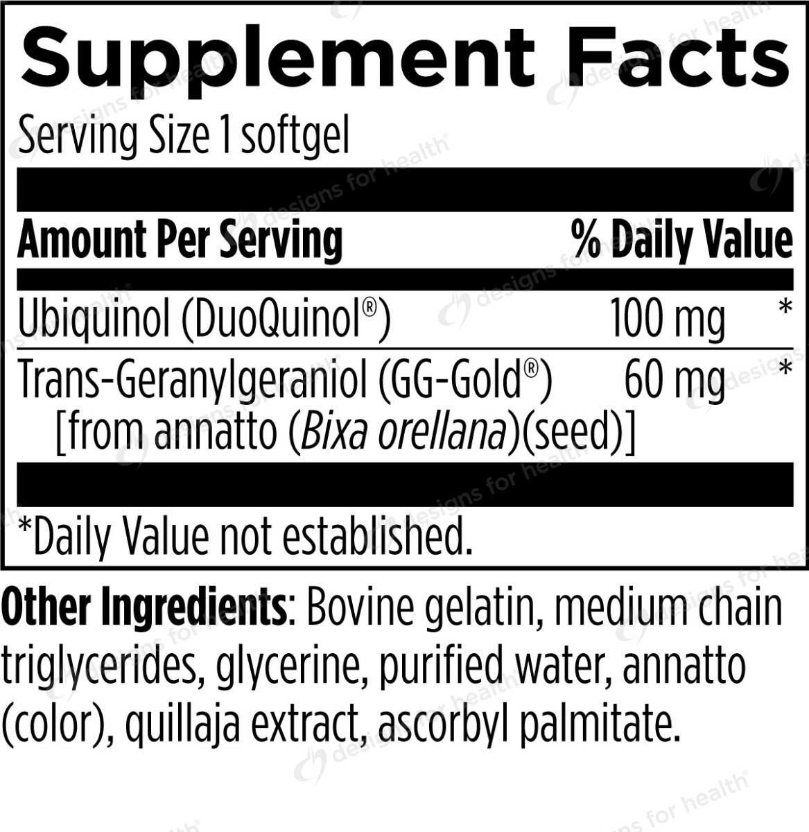 Designs for Health CoQnol 100 Ingredients