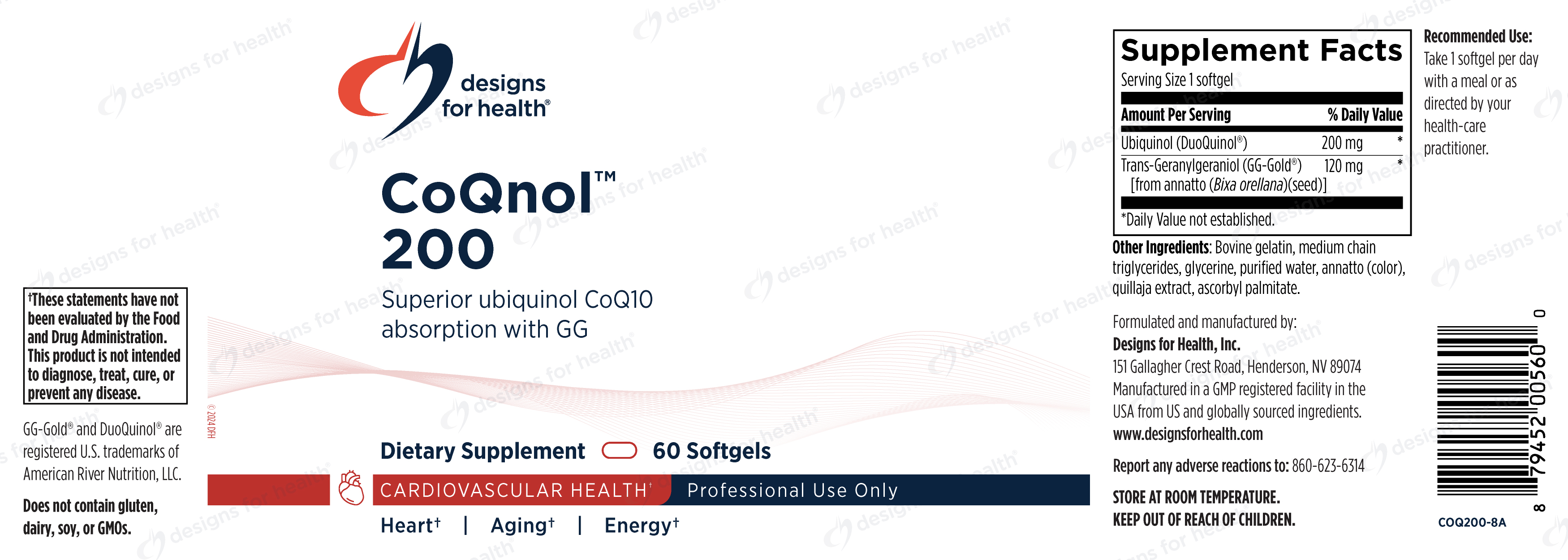 Designs for Health CoQnol 200 Label