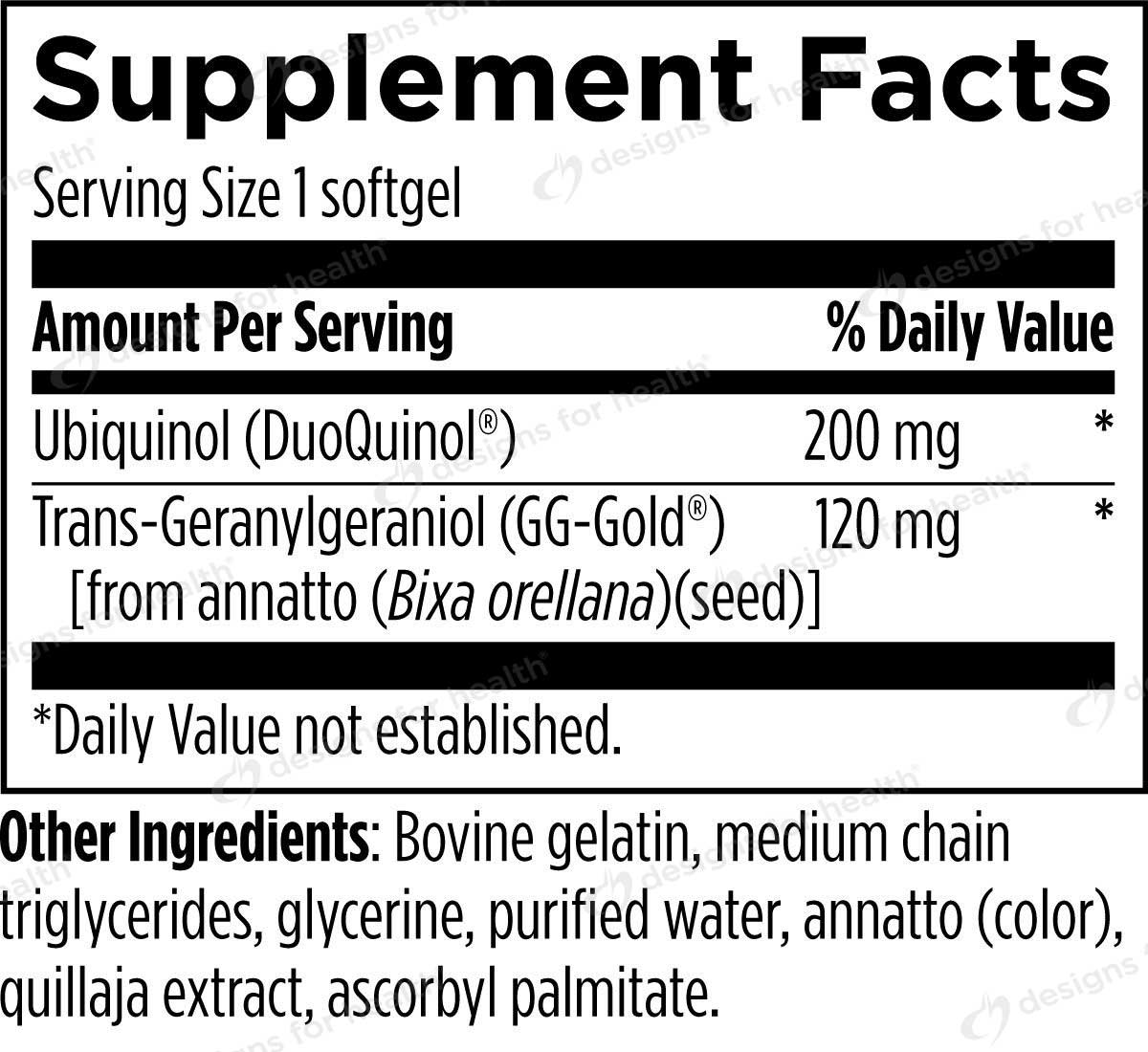 Designs for Health CoQnol 200 Ingredients