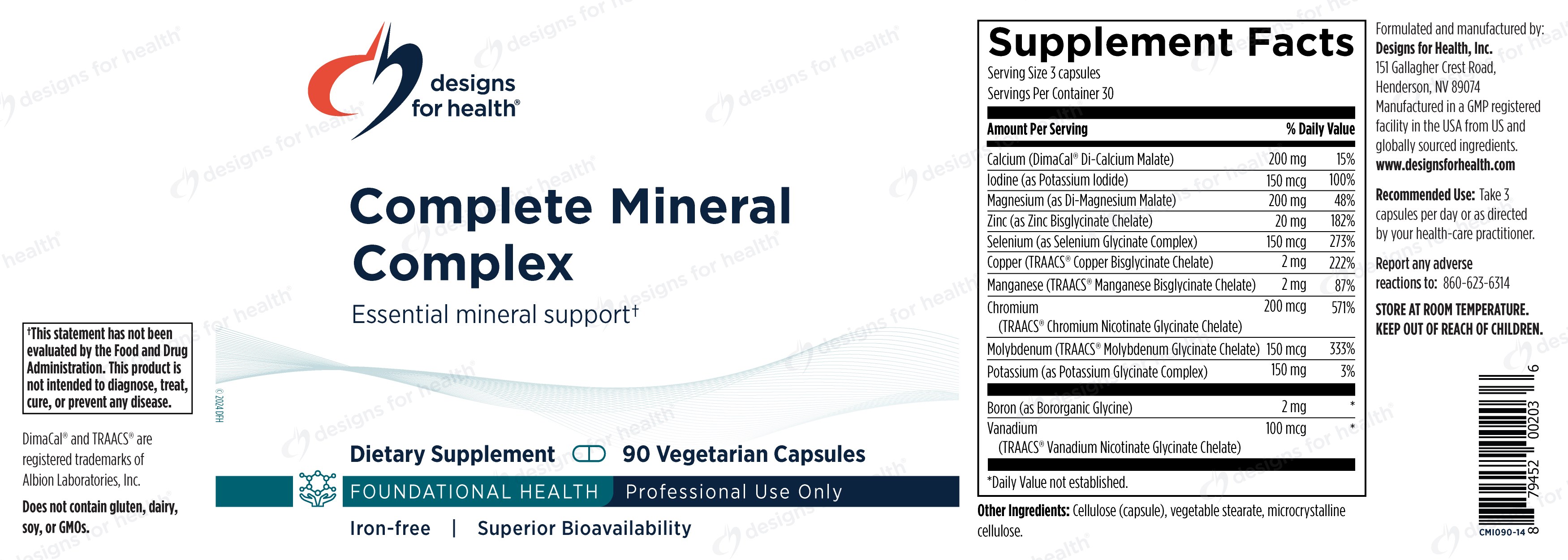 Designs for Health Complete Mineral Complex Label