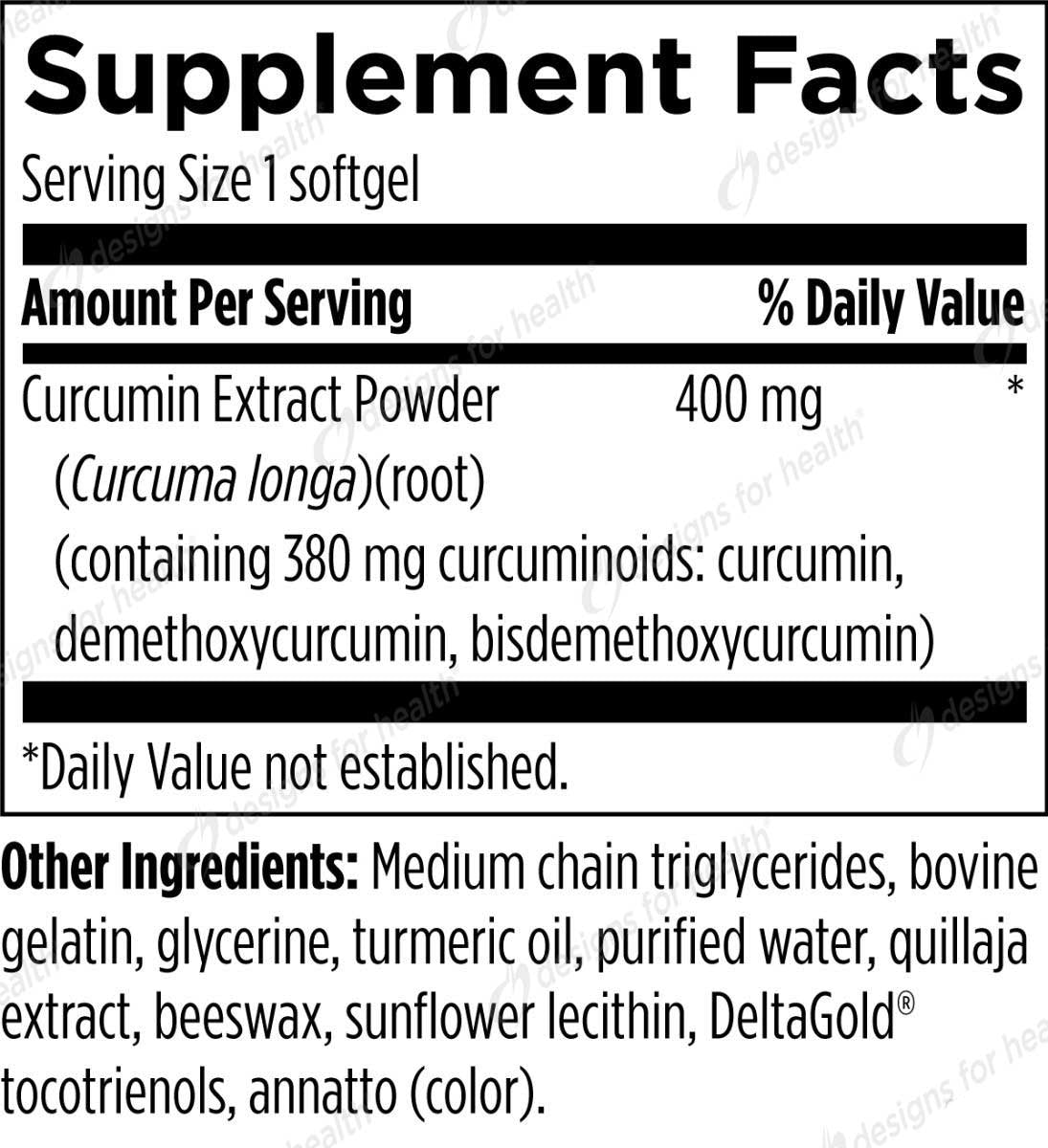 Designs for Health Curcum-Evail 400 Ingredients