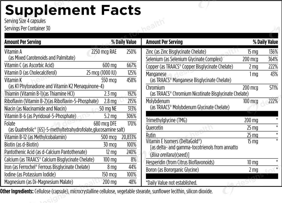 Designs for Health DFH Complete Multi with Copper and Iron Ingredients