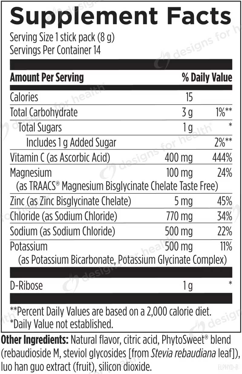 Designs for Health ElectroPure Hydration Ingredients